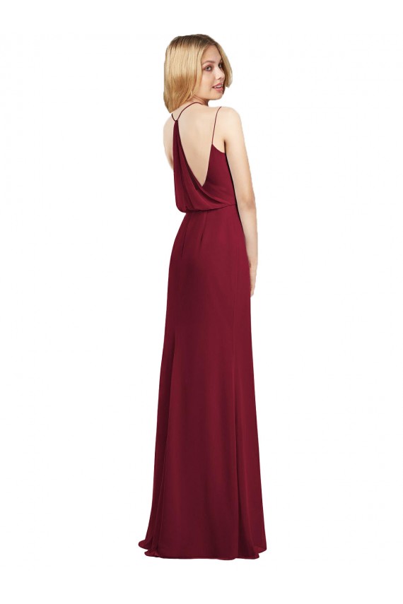 Full Length Draped Blouson Back Chiffon Maxi Bridesmaid Dress Brisbane