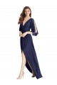 Split Sleeves Backless Chiffon Maxi Bridesmaid Dress Brisbane