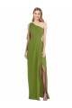 One Shoulder Chiffon Bridesmaid Dress with Draped Front Slit Brisbane