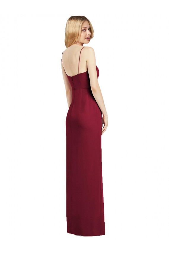 Spaghetti Strap Draped Skirt Chiffon Bridesmaid Dress with Front Slit Brisbane
