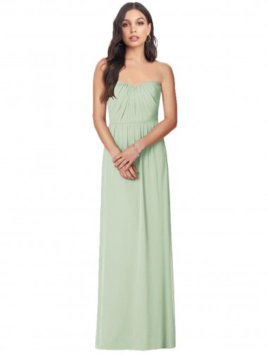 Strapless Sweetheart All-Over Shirring Chiffon Bridesmaid Dress Brisbane