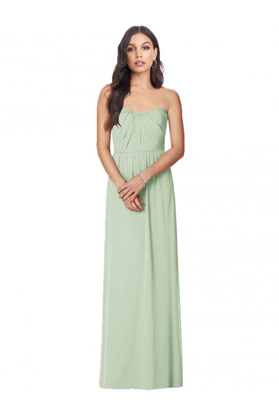 Strapless Sweetheart All-Over Shirring Chiffon Bridesmaid Dress Brisbane