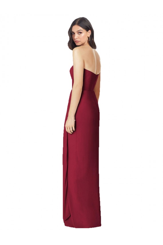 Side Front Slit Draped Strapless Chiffon Bridesmaid Dress Brisbane
