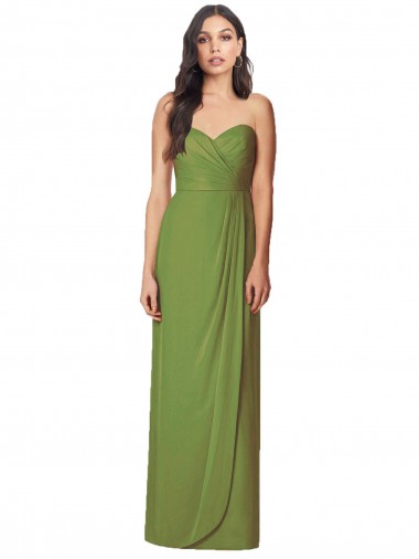 Side Front Slit Draped Strapless Chiffon Bridesmaid Dress Brisbane