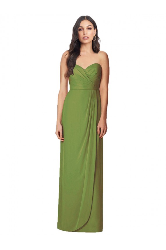 Side Front Slit Draped Strapless Chiffon Bridesmaid Dress Brisbane