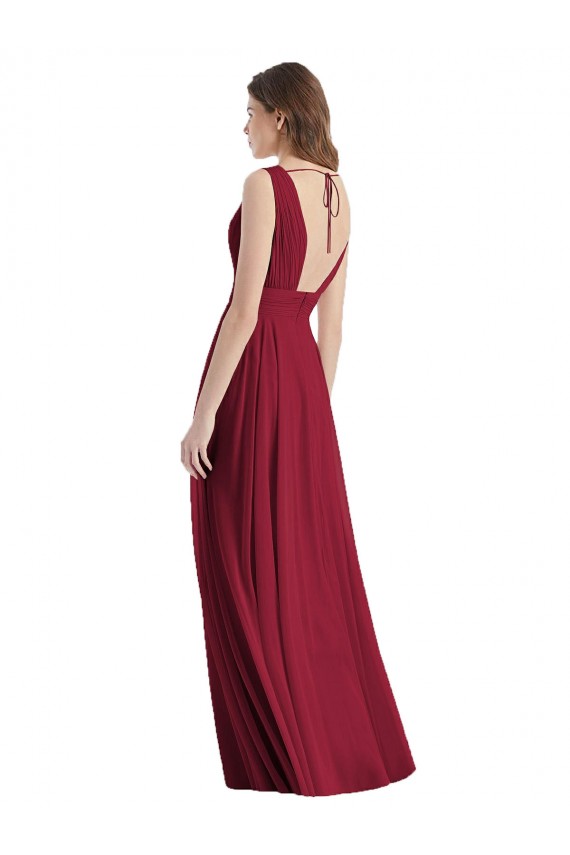 Plunge Deep V-Neckline Low Back Chiffon Bridesmaid Ress Brisbane