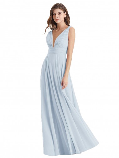 Plunge Deep V-Neckline Low Back Chiffon Bridesmaid Ress Brisbane