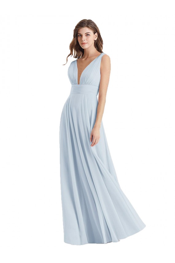 Plunge Deep V-Neckline Low Back Chiffon Bridesmaid Ress Brisbane