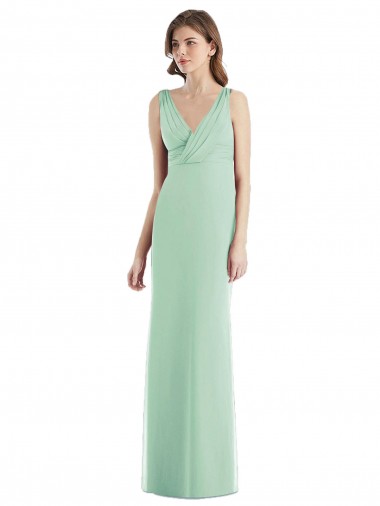 Sleek Open Back Chiffon V-Neck Bridesmaid Dress Brisbane