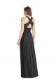 Full Length V-Neck Chiffon Bridesmaid Dress with Wide Criss Cross Straps Brisbane
