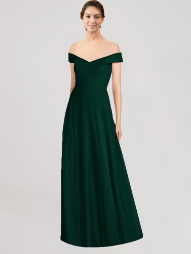 Full length Off the Shoulder Chiffon Bridesmaid Dress Brisbane
