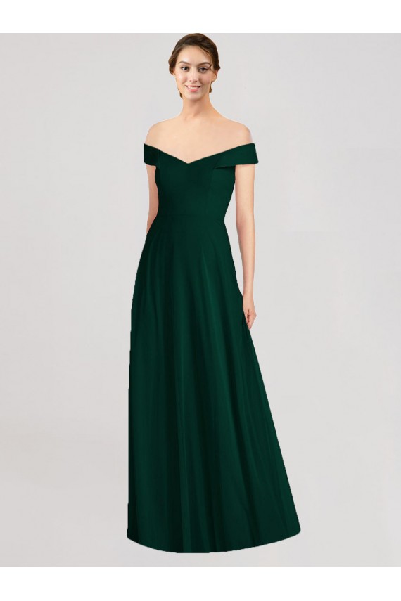 Full length Off the Shoulder Chiffon Bridesmaid Dress Brisbane