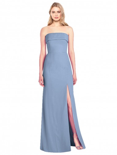 Trumpet Full Length Strapless Chiffon Bridesmaid Dress with Slit Brisbane