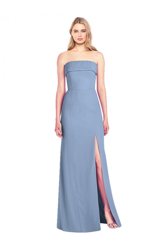 Trumpet Full Length Strapless Chiffon Bridesmaid Dress with Slit Brisbane