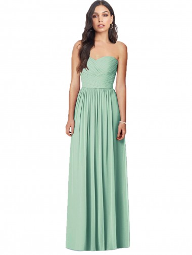 Draped Sweetheart Strapless Long Chiffon Bridesmaid Dress Brisbane