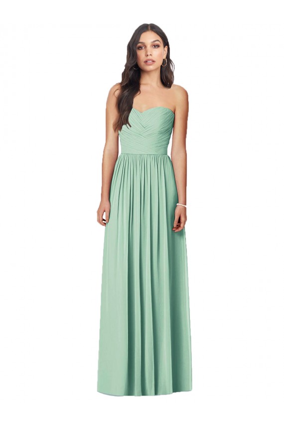Draped Sweetheart Strapless Long Chiffon Bridesmaid Dress Brisbane