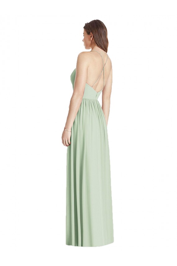 Criss Cross Strap Backless Maxi Long Chiffon Bridesmaid Dress Brisbane