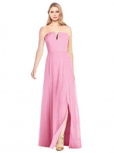 Strapless Notch Chiffon Maxi Bridesmaid Dress Brisbane
