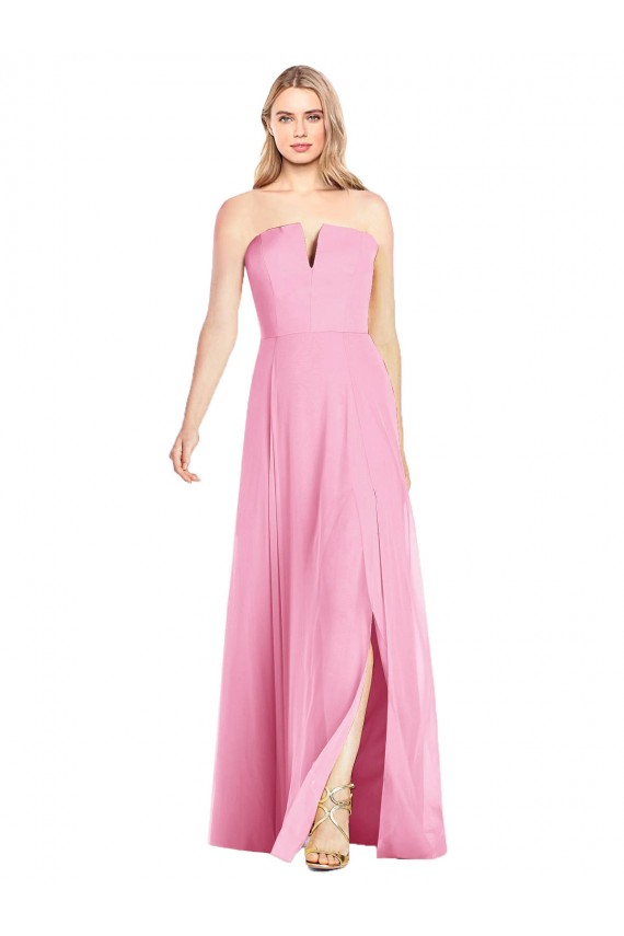 Strapless Notch Chiffon Maxi Bridesmaid Dress Brisbane