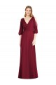 Draped V-Neck Bell Sleeves V-Back Chiffon Bridesmaid Dress Brisbane