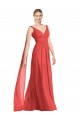 Full-Length V-Neck Chiffon Bridesmaid Dress Streamers Back Brisbane