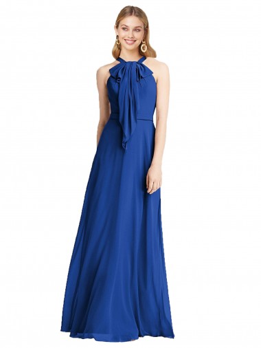 Plunging V-Back Long Full Length Chiffon Bridesmaid Dress Brisbane