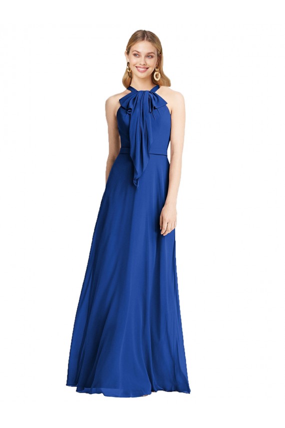Plunging V-Back Long Full Length Chiffon Bridesmaid Dress Brisbane