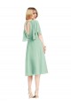 Open Back Flutter Sleeves Cocktail Length Chiffon Bridesmaid Dress Brisbane