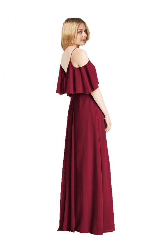 Spaghetti Straps V-Neck Chiffon Bridesmaid Dress with Sash Tie Brisbane