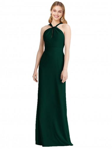 Sleek Full-Length Twist Halter Chiffon Bridesmaid Dress Brisbane