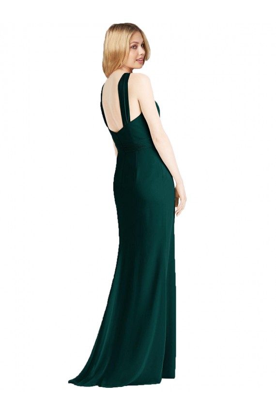 Sleek Full-Length Twist Halter Chiffon Bridesmaid Dress Brisbane