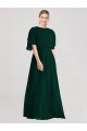 Full-Length Flutter Sleeves Plunging V Back Chiffon Bridesmaid Dress Brisbane