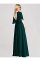 Full-Length Flutter Sleeves Plunging V Back Chiffon Bridesmaid Dress Brisbane