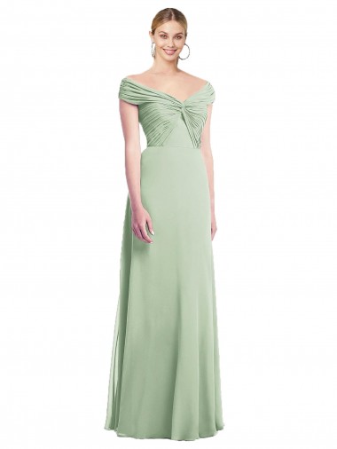 Draped Off the Shoulder Lux Chiffon Bridesmaid Dress Brisbane