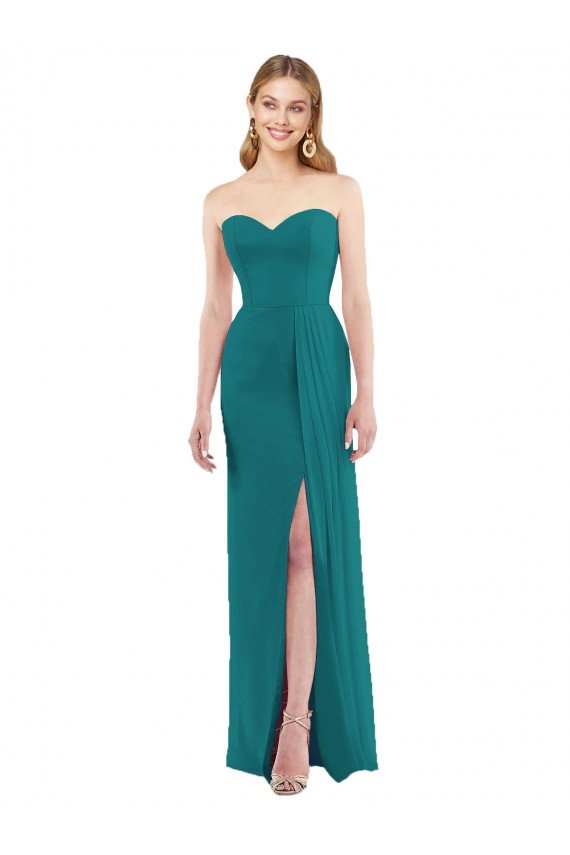 Sweetheart Neckline Lux Chiffon Bridesmaid Dress with Side Slit Brisbane