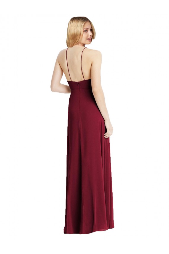 High-Neck Maxi Bridesmaid Dress with Front Slit Brisbane