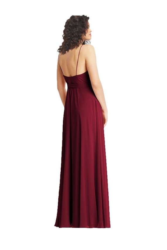V-Neck Low Back Maxi Formal Wrap Chiffon Bridesmaid Dress Brisbane