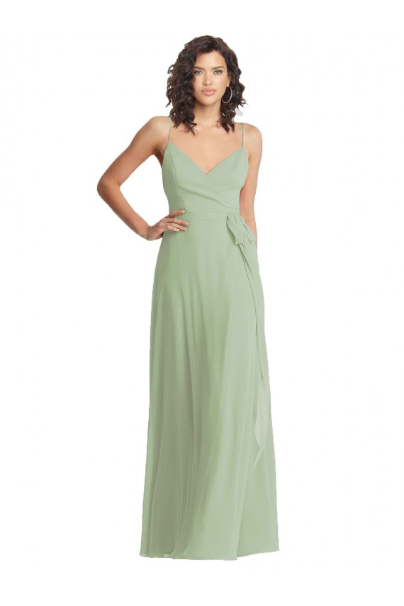 V-Neck Low Back Maxi Formal Wrap Chiffon Bridesmaid Dress Brisbane