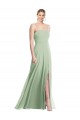 Sleek Spaghetti Straps Low Back Square Neck Maxi Formal Chiffon Bridesmaid Dress Brisbane