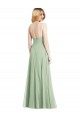 Sleek Spaghetti Straps Low Back Square Neck Maxi Formal Chiffon Bridesmaid Dress Brisbane