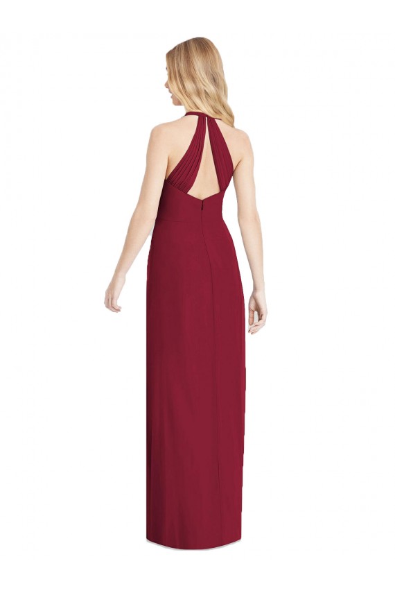 V-Neck Halter Chiffon Maxi Formal Bridesmaid Dress Open Back Brisbane