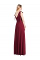 Full Length Bow-Shoulder V-Back Chiffon Bridesmaid Dress with Front Slit Brisbane