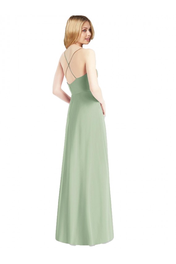 Cowl Neck Criss Cross Back Chiffon Maxi Bridesmaid Dress Brisbane