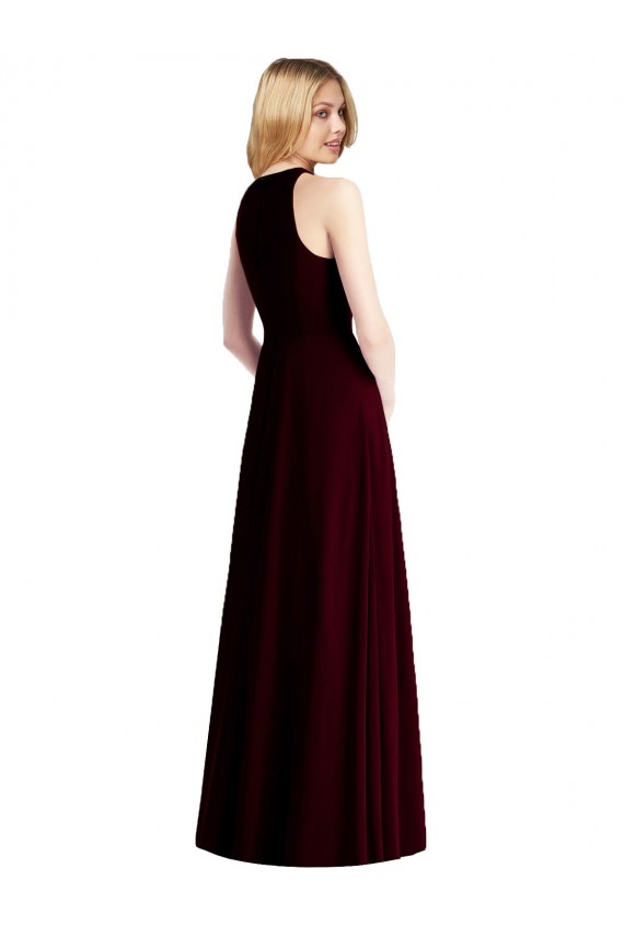 Sleeveless Halter Chiffon Maxi Bridesmaid Dress Brisbane