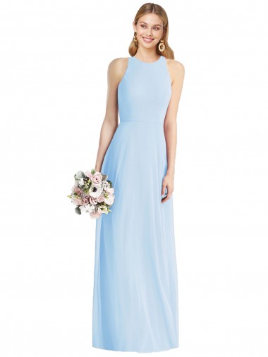 Sleeveless Halter Chiffon Maxi Bridesmaid Dress Brisbane