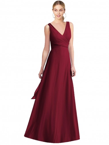 Sleeveless V-Neck Chiffon Wrap Bridesmaid Dress Brisbane