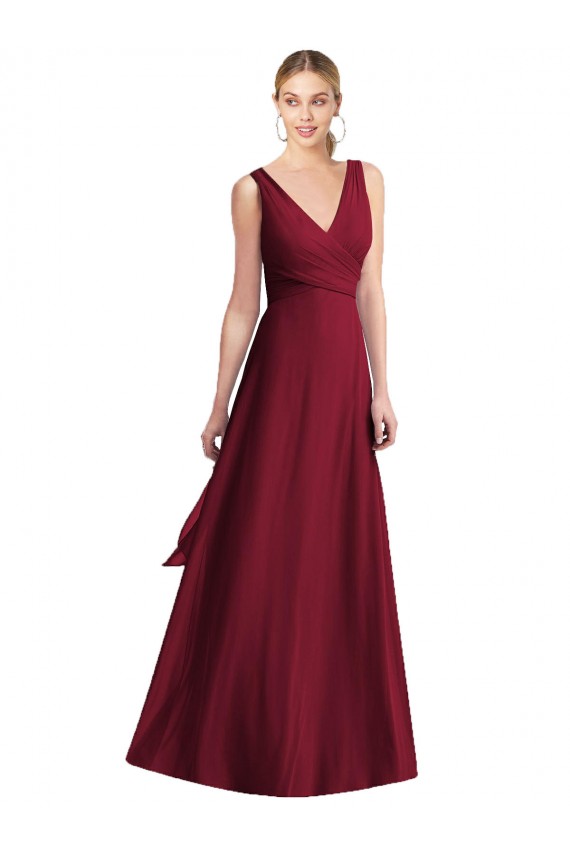 Sleeveless V-Neck Chiffon Wrap Bridesmaid Dress Brisbane