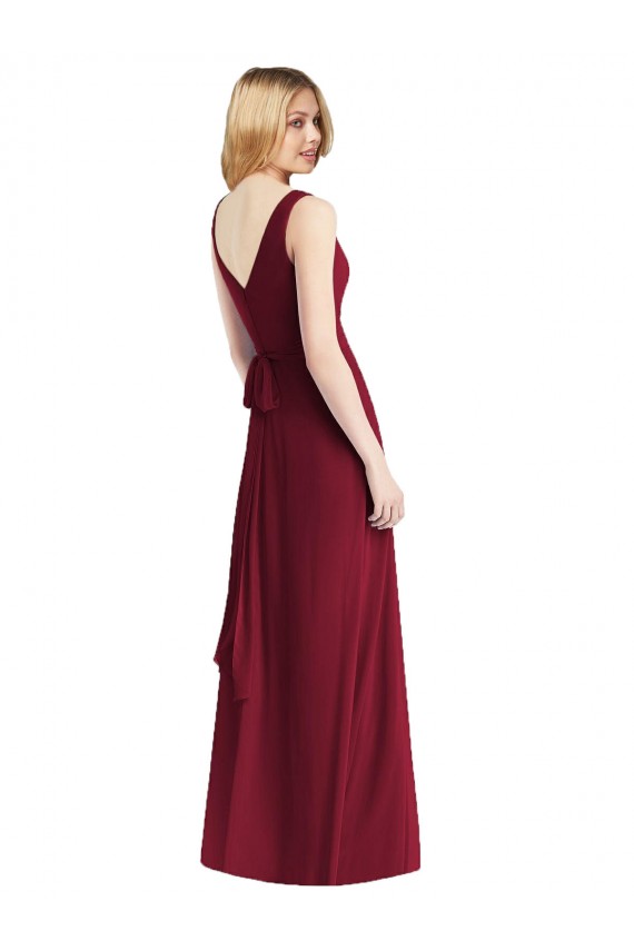 Sleeveless V-Neck Chiffon Wrap Bridesmaid Dress Brisbane