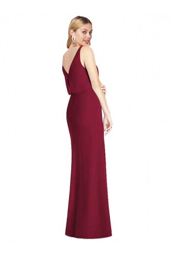 Blouson Bodice Chiffon Bridesmaid Dress with Front Slit Brisbane