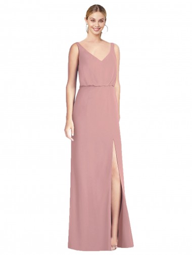Blouson Bodice Chiffon Bridesmaid Dress with Front Slit Brisbane